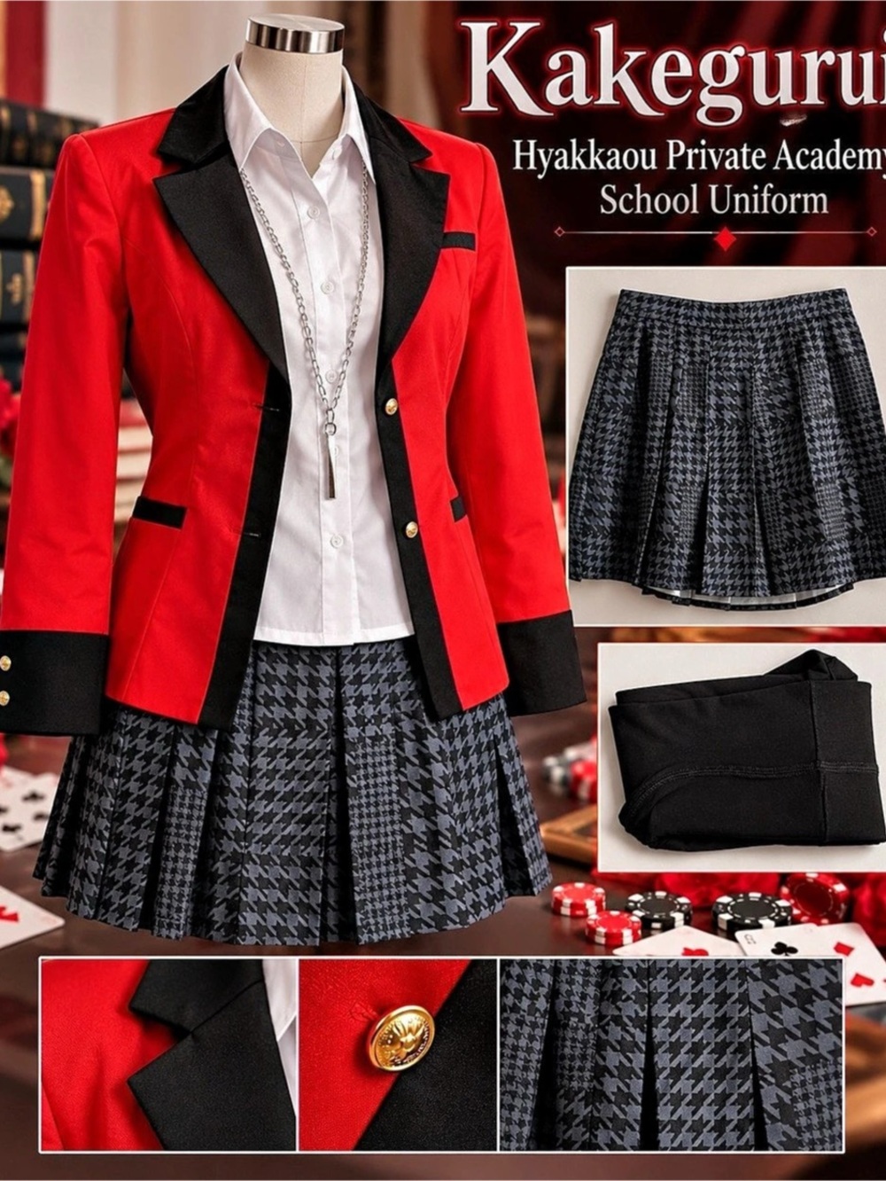 Kakegurui Hyakkaou Private Academy School Uniform Cosplay Costume